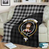 Clan Menzies Black  & White Modern Tartan Crest Blanket Wave Style QZ30 Clan Menzies Tartan Today